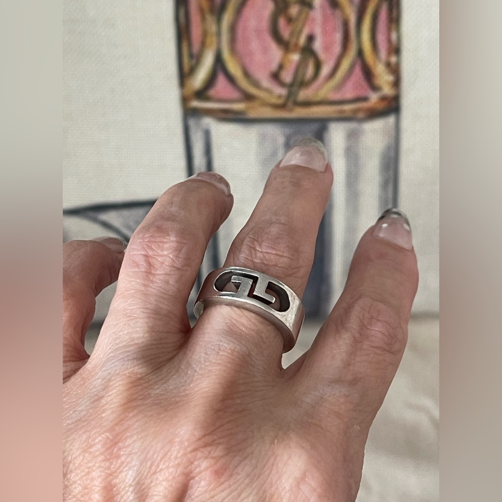 Gucci GG Silver Ring 925 Made In Italy🌸Sterling Silver🌸Size 8 US🌸💯Authentic